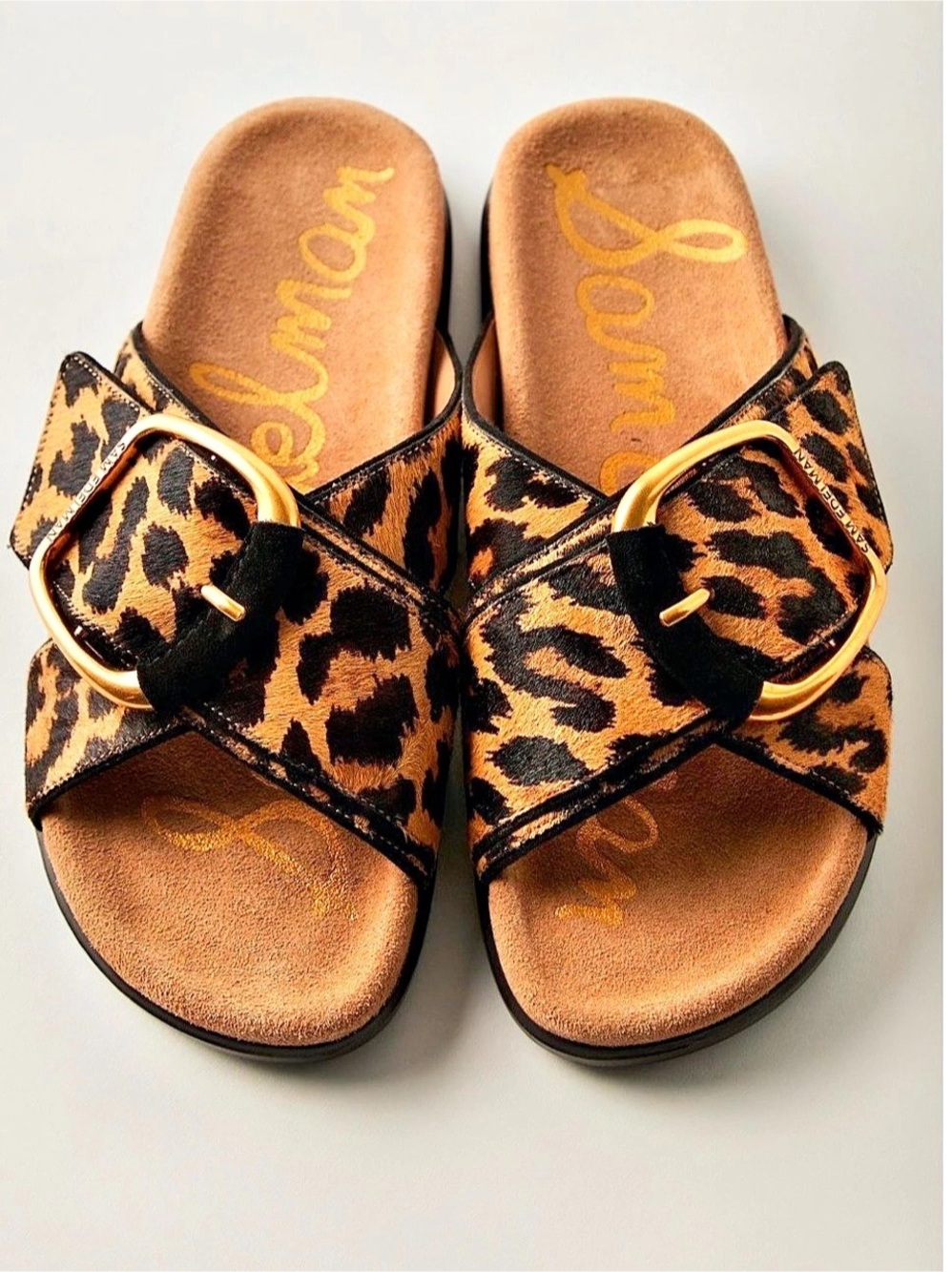 Sam Edelman Darla Slide Sandal Leopard Print Buckle Slide Sandals